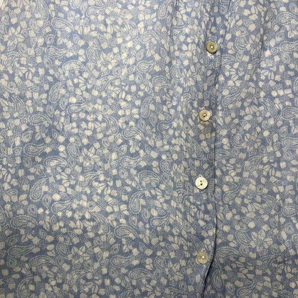 Sundance Blouse Womens XS 100% Silk Paisley Sheer Full Button Long Sleeve Blue - Picture 3 of 7